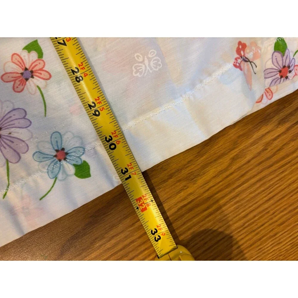 Homemade vintage white floral butterfly queen size pillowcase lot set of 2